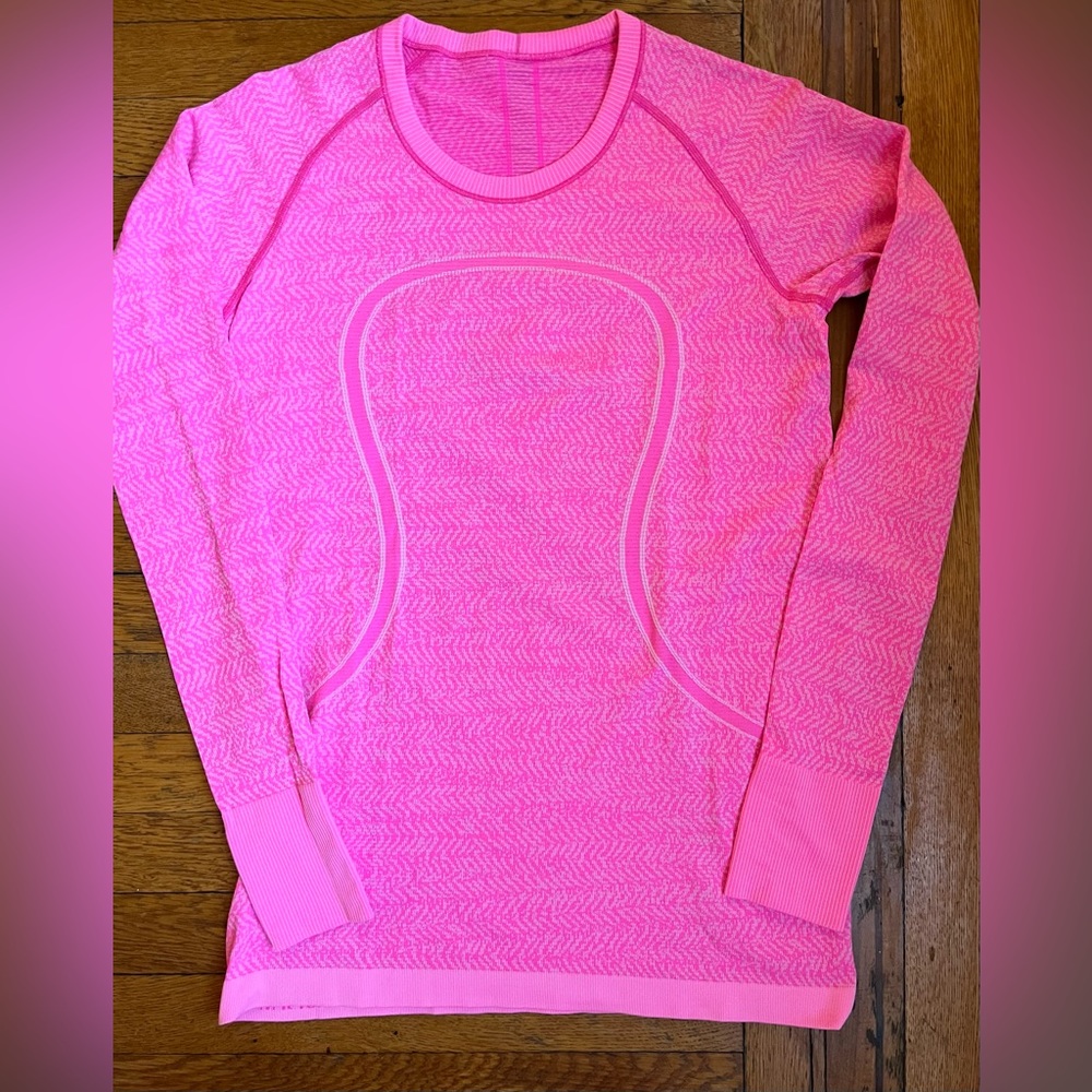 Lululemon Swiftly Tech Long Sleeve Top Size 10 Day-Glo Pink